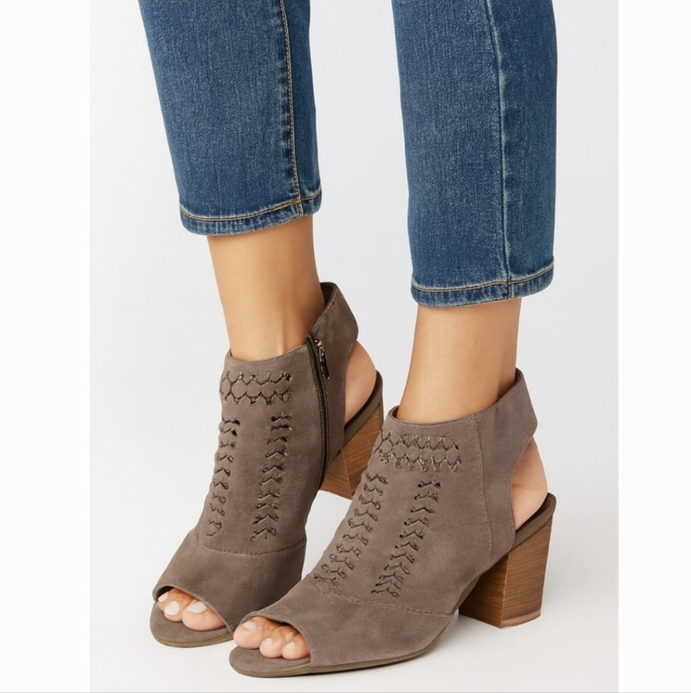 Ruff Hewn Pia Peep Toe Slingback Heeled Brown Ankle Boots Sz6